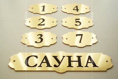 Заказать изготовление и купить в Санкт-Петербурге номерки на двери кабинетов и офисов, фотографии и цена на изготовление дверных номрков и цифр на двери